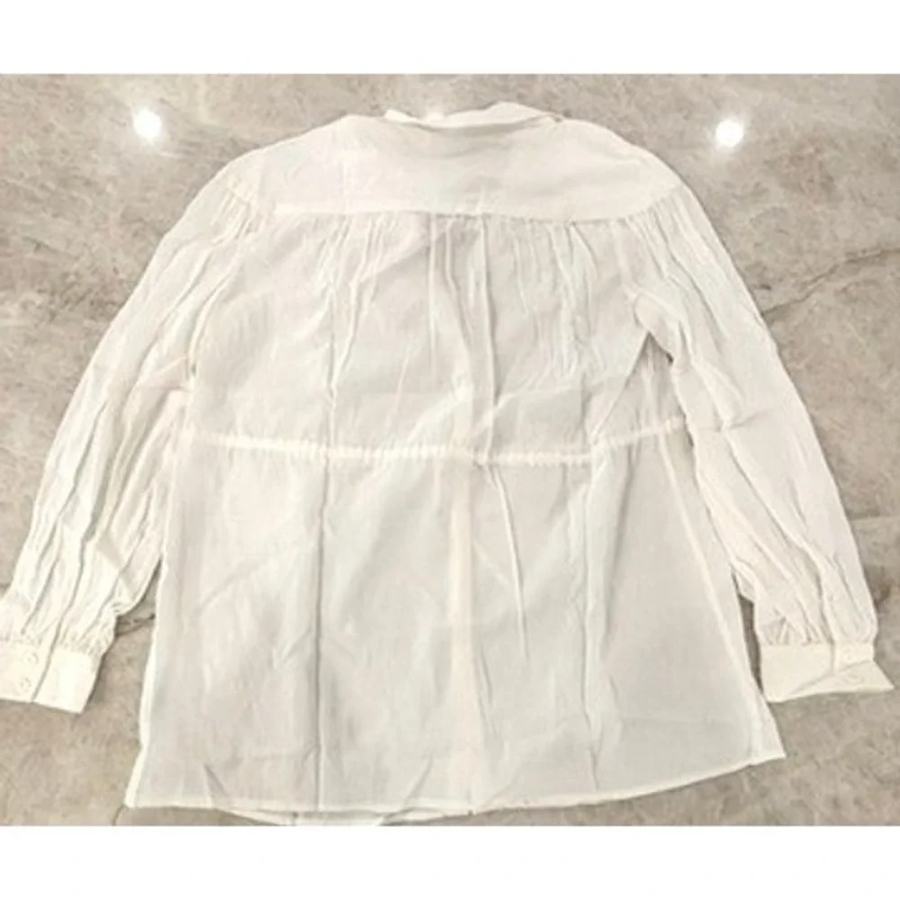 Reformation White Drawstring Peasant Blouse